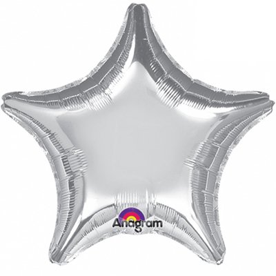 Шар фольга Звезда 45см. Металлик Серебро