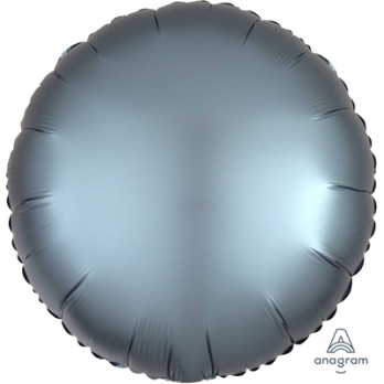 Шар фольга Круг 45см. Сатин Серо-синий