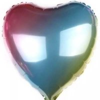 Шар фольга Сердце 45см. Металлик Радуга
