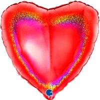 Шар фольга Блеск Сердце 45см. Красный