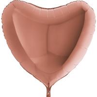 Шар фольга Сердце 90см. Металлик Розовое золото