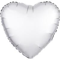 Шар фольга Сердце 45см. Сатин Белый