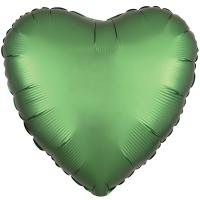 Шар фольга Сердце 45см. Сатин Зеленый