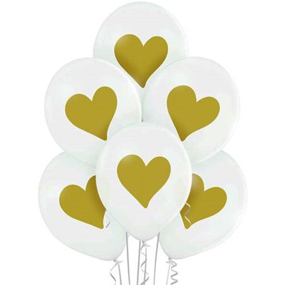 Шары латекс Сердце золотое