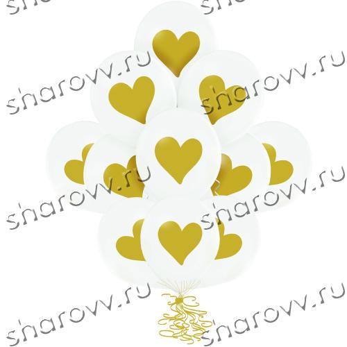 Шары латекс Сердце золотое