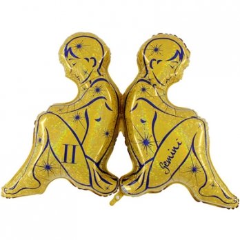 Шар фольга Зодиак Близнецы золотой