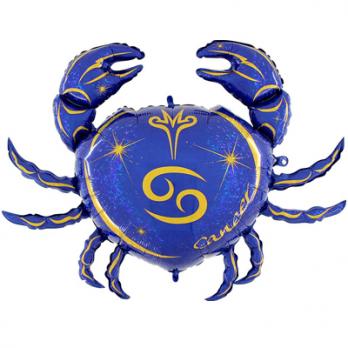 Шар фольга Зодиак Рак синий