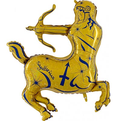 Шар фольга Зодиак Стрелец золотой