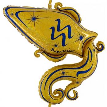 Шар фольга Зодиак Водолей золотой