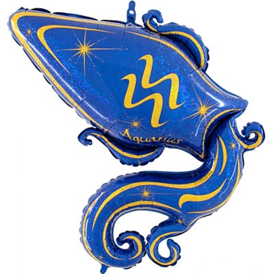 Шар фольга Зодиак Водолей синий