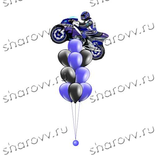 Фонтан из шаров Синий мотоцикл