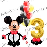 Украшение шарами Микки и фонтан