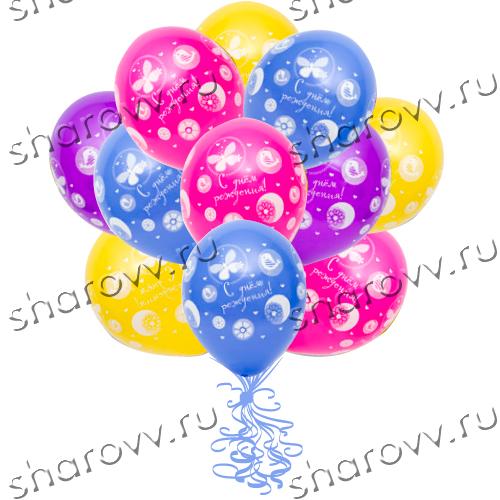 Шары латекс Цветы птицы