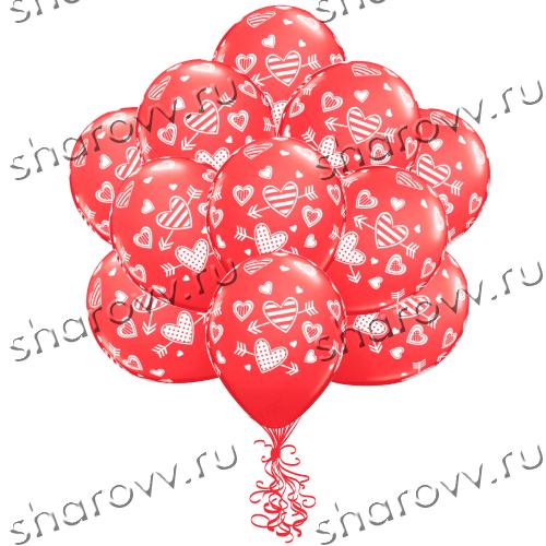 Шары латекс Сердца со стрелой