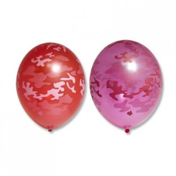 Шары латекс Камуфляж красно-розовый