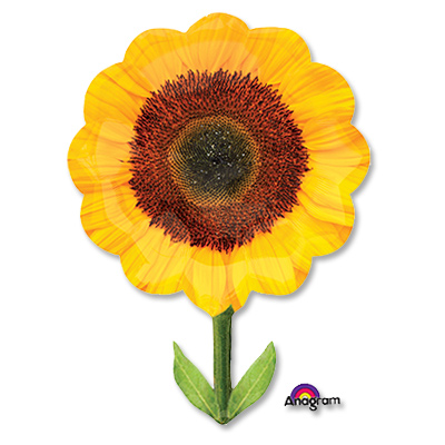 Шар фигура фольга Подсолнух со стеблем
