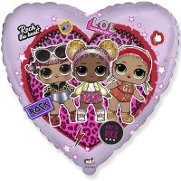 Шар фигура фольга Куклы ЛОЛ в сердце