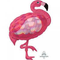 Шар фигура фольга Фламинго переливы перламутр