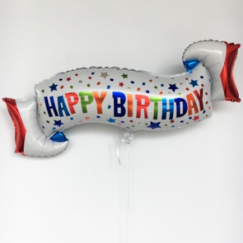 Шар фольга Лента Happy Birthday звезды