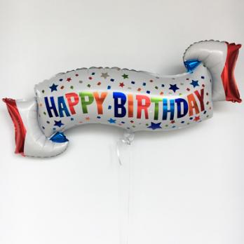Шар фольга Лента Happy Birthday звезды