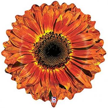 Шар фигура фольга Цветок Гербера оранжевая