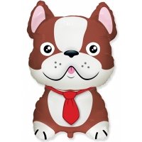 Шар фигура фольга Бульдог коричневый