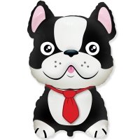 Шар фигура фольга Бульдог черный