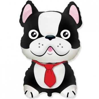 Шар фигура фольга Бульдог черный