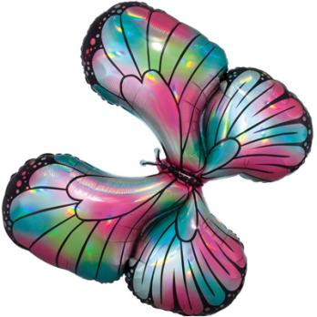 Шар фигура фольга Бабочка переливы перламутр