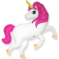 Шар фигура фольга Единорог розовый