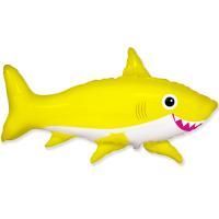 Шар фигура фольга Акула веселая желтая