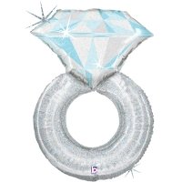 Шар фигура фольга Кольцо с бриллиантом голография