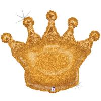 Шар фигура фольга Корона золотая голография