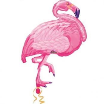 Шар фигура фольга Фламинго розовый блеск