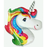Шар фигура фольга Единорог радужный голова