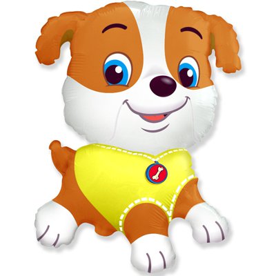 Шар фигура фольга Щенок в желтом