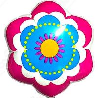 Шар фигура фольга Цветок весенний розово-голубой
