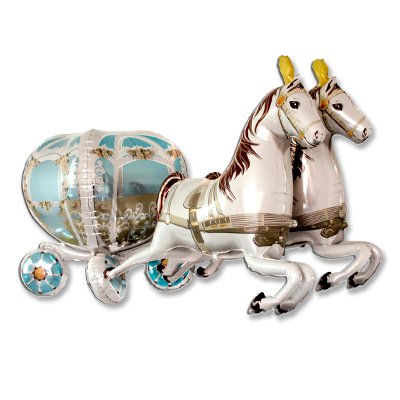 Шар фигура фольга Карета свадебная с лошадьми