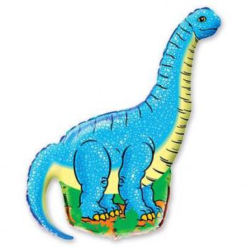 Шар фигура фольга Динозавр голубой