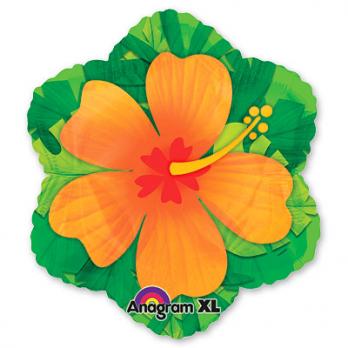Шар фигура фольга Гибискус оранжевый