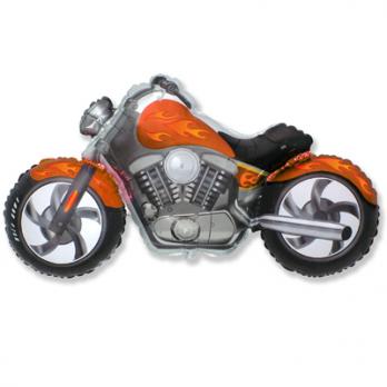 Шар фигура фольга Мотоцикл оранжевый