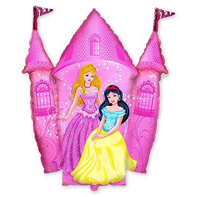 Шар фигура фольга Принцессы и Замок розовый