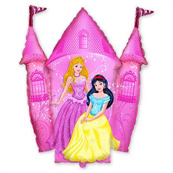 Шар фигура фольга Принцессы и Замок розовый