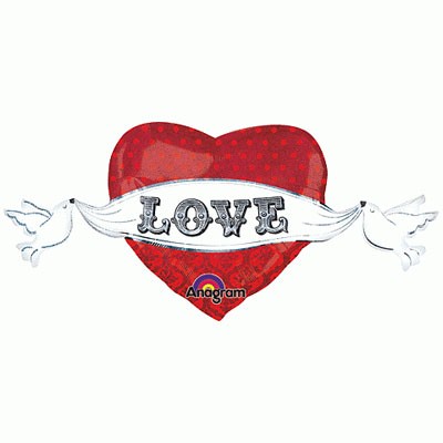 Шар фигура фольга Love Сердце с крыльями