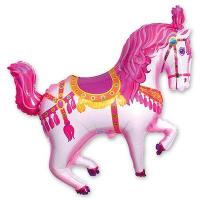 Шар фигура фольга Лошадь цирковая розовая