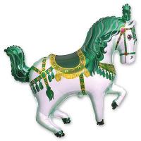 Шар фигура фольга Лошадь цирковая зеленая