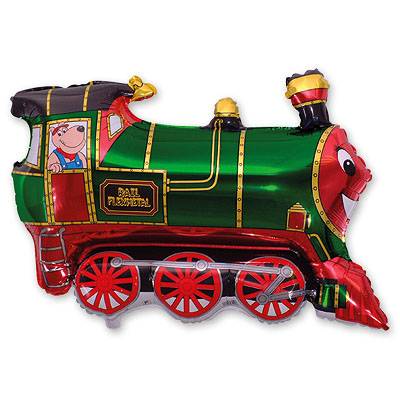 Шар фигура фольга Поезд зеленый