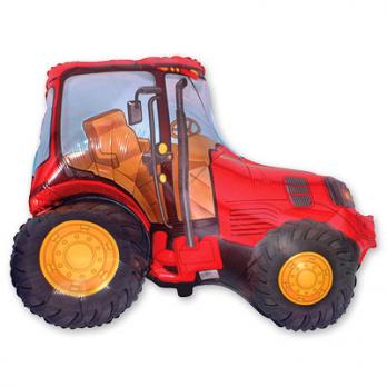 Шар фигура фольга Трактор красный