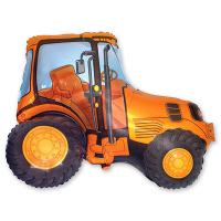 Шар фигура фольга Трактор оранжевый