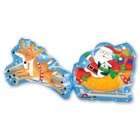 Шар фигура фольга Санта на санях